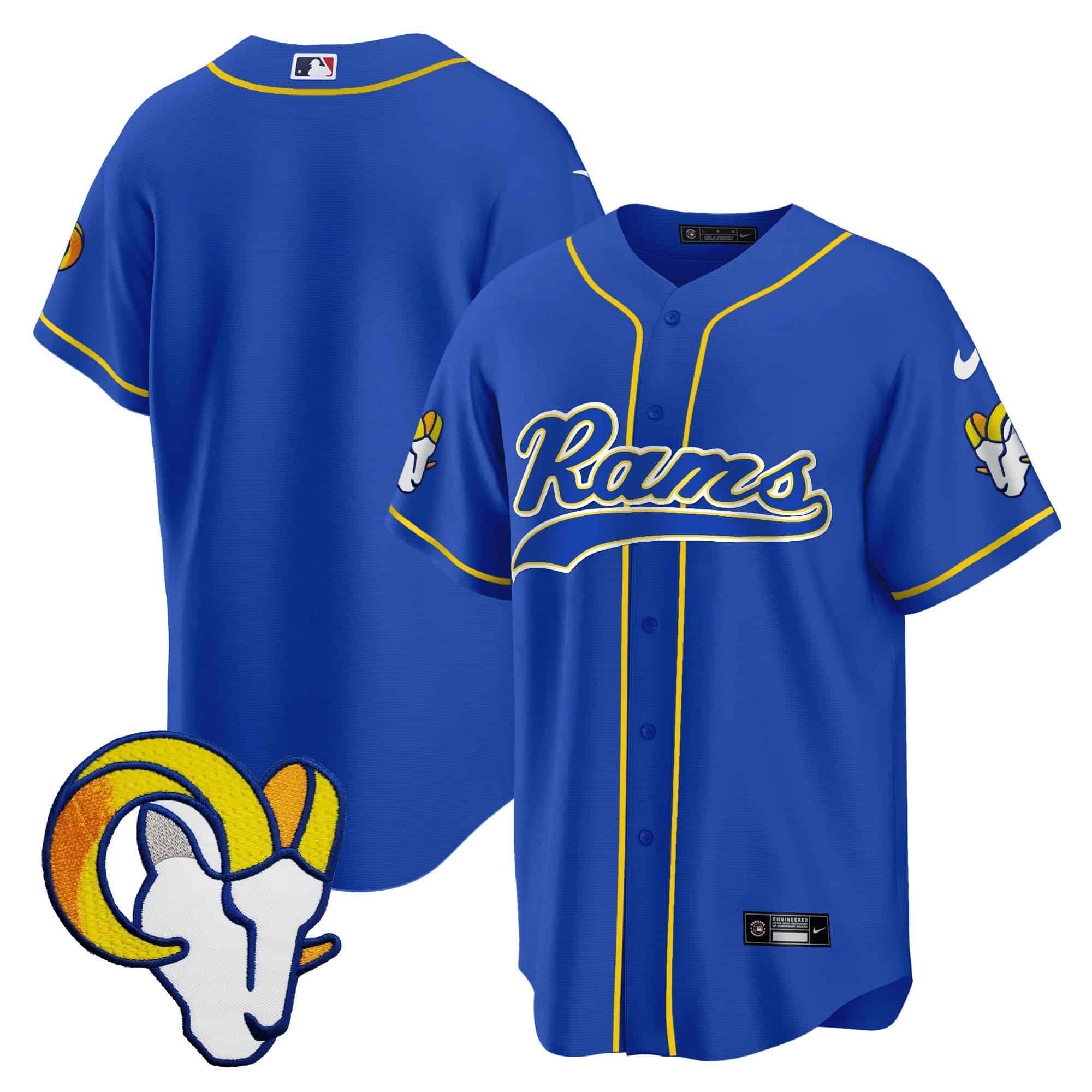 Men Los Angeles Rams Blank Blue 2024 Nike Baseball NFL Jersey style 1->indianapolis colts->NFL Jersey